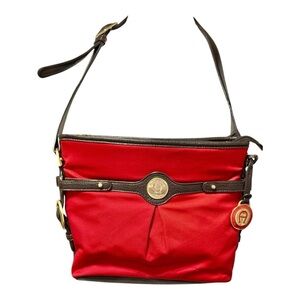 Etienne Aigner Red Nylon and Leather Shoulder Bag